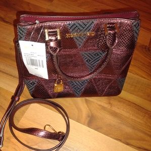 NWT Michael Kors Adele patchwork purse burgundy